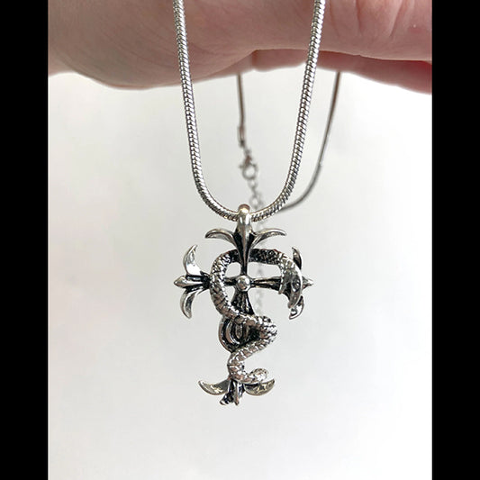 Pamela Mann Serpent Cross short pendant