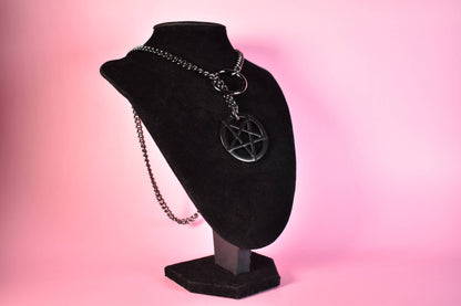 Naughty Pawsies Black Pentagram Ring Slip Chain