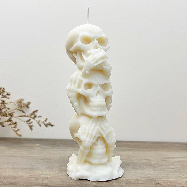 Eli + Things Stacked Skull pillar candle