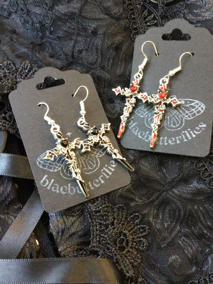Blacbutterflies Rose Cross earrings