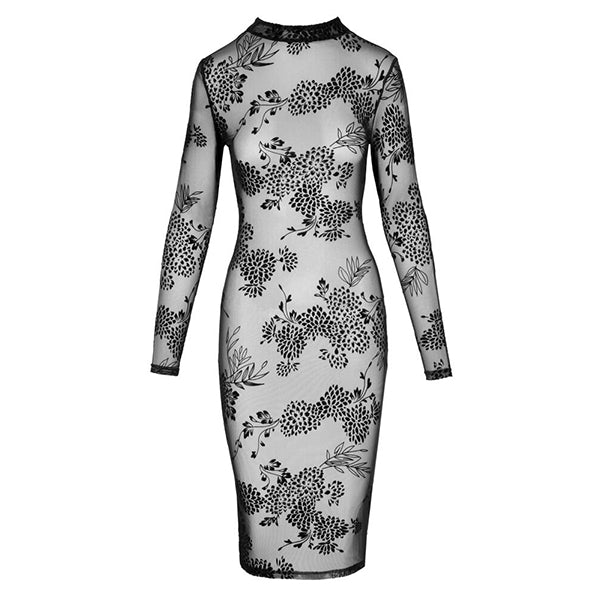 Noir Handmade Floral Transparent long sleeved dress