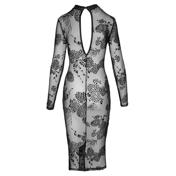 Noir Handmade Floral Transparent long sleeved dress