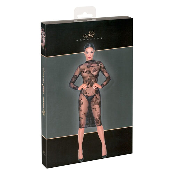 Noir Handmade Floral Transparent long sleeved dress
