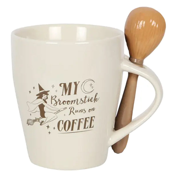 Something Different My Broomstick Runs On Coffee mug & spoon set