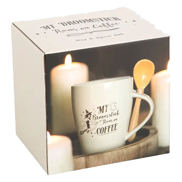Something Different My Broomstick Runs On Coffee mug & spoon set