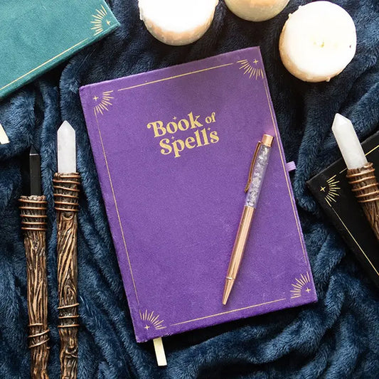 Something Different Book Of Spells journal with amethyst crystal pen