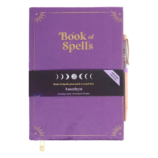 Something Different Book Of Spells journal with amethyst crystal pen