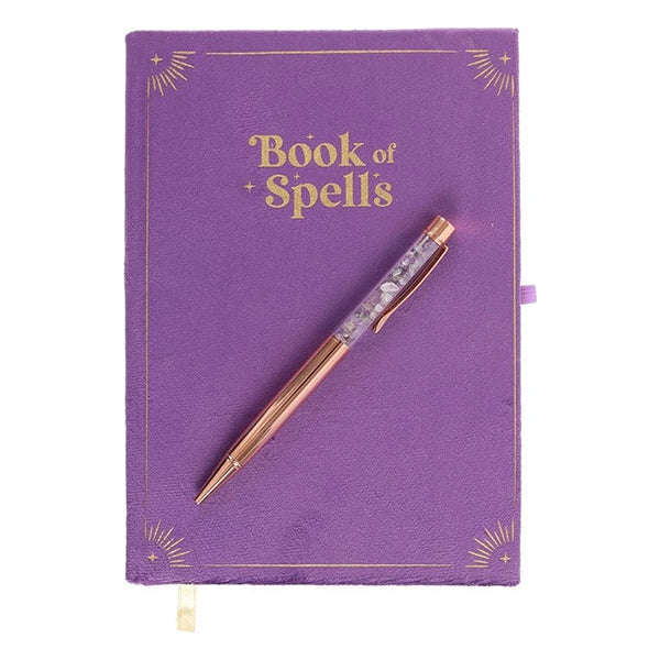 Something Different Book Of Spells journal with amethyst crystal pen
