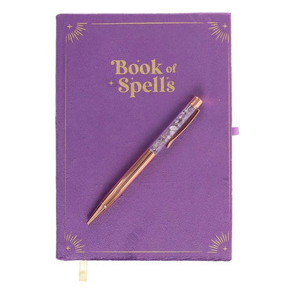 Something Different Book Of Spells journal with amethyst crystal pen