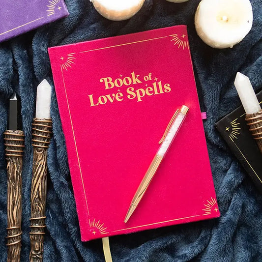 Something Different Book Of Love Spells journal with rose quartz crystal pen