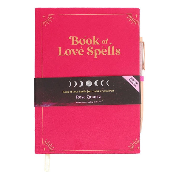 Something Different Book Of Love Spells journal with rose quartz crystal pen