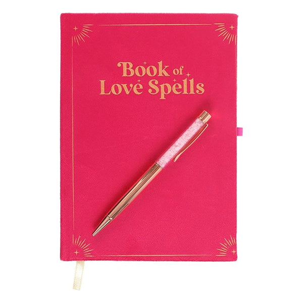 Something Different Book Of Love Spells journal with rose quartz crystal pen