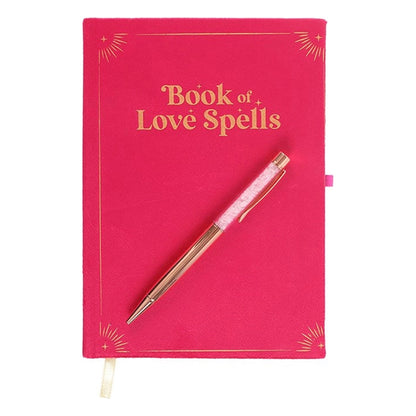 Something Different Book Of Love Spells journal with rose quartz crystal pen