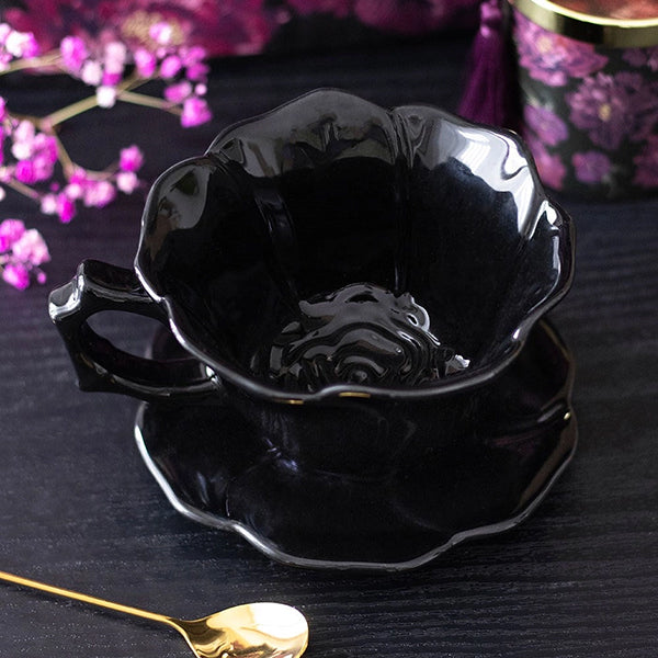 Something Different Black Rose teacup & saucer