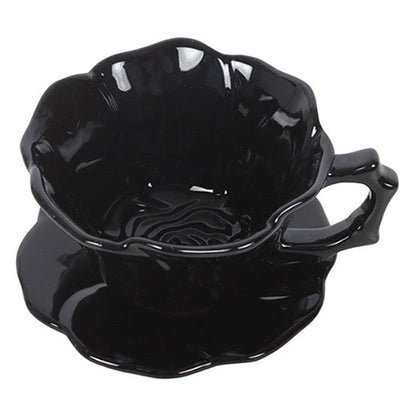Something Different Black Rose teacup & saucer