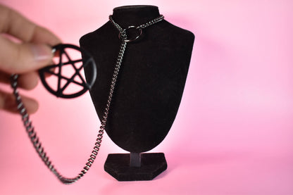 Naughty Pawsies Black Pentagram Ring Slip Chain