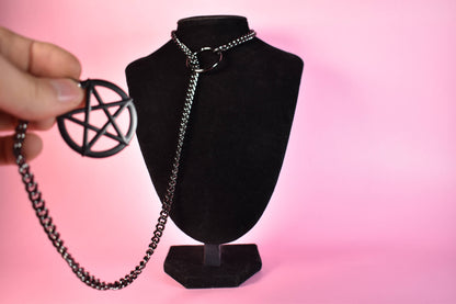 Naughty Pawsies Black Pentagram Ring Slip Chain