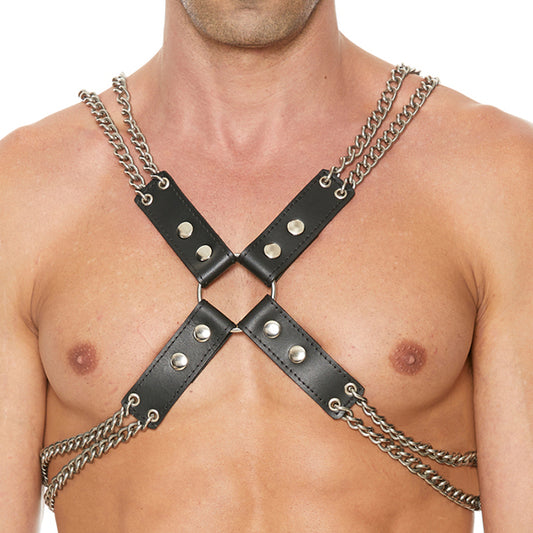 Shots Heavy Duty Leather &amp; Chain chest harness