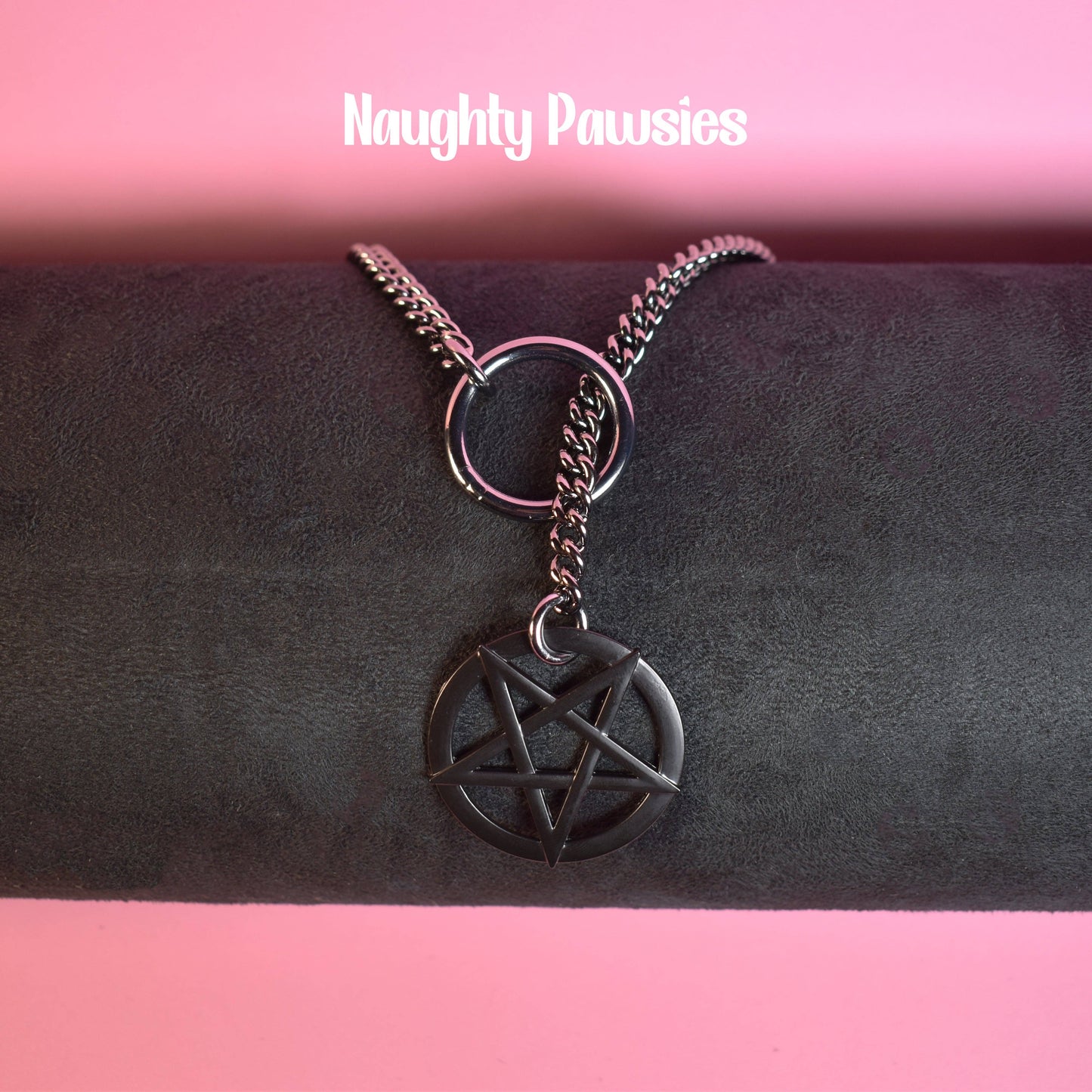 Naughty Pawsies Black Pentagram Ring Slip Chain