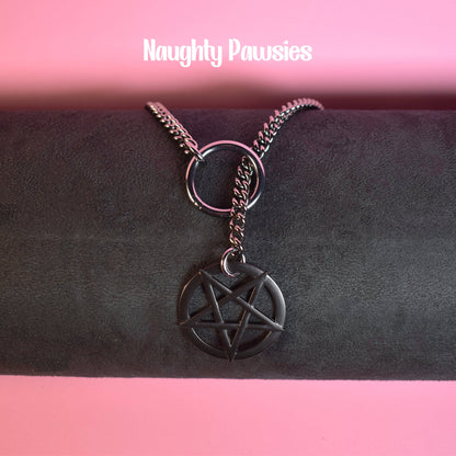 Naughty Pawsies Black Pentagram Ring Slip Chain