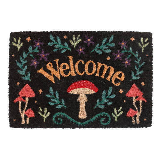 Something Different Black Mushroom Welcome Doormat