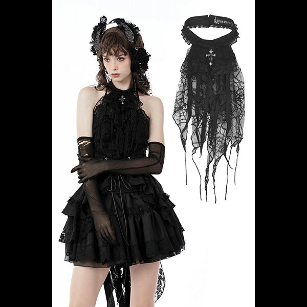 Dark In Love 'Desdemona' Shredded Spider jabot/collar