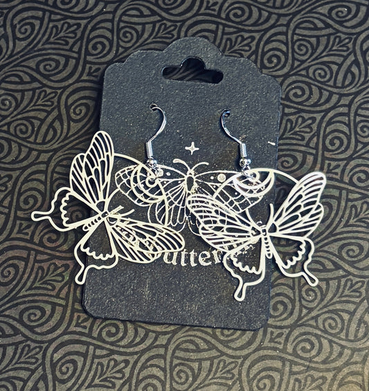 Blacbutterflies Filigree Silver Moths Earrings