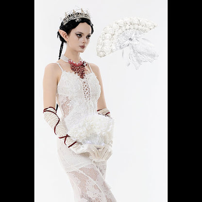 Dark In Love ' Snow ' White Gothic Rose fan