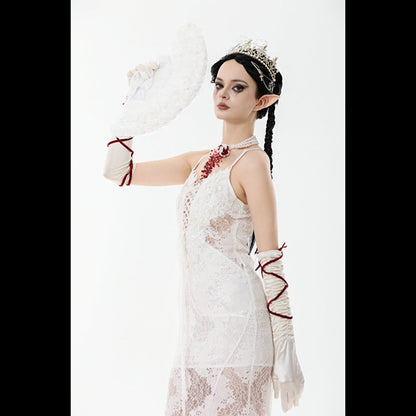 Dark In Love ' Snow ' White Gothic Rose fan