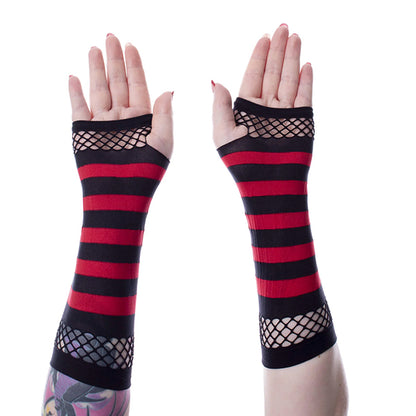 Poizen Industries Striped Mesh black & red gloves