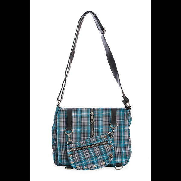 Lost Queen Twice The Action shoulder bag (blue tartan)