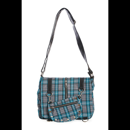 Lost Queen Twice The Action shoulder bag (blue tartan)