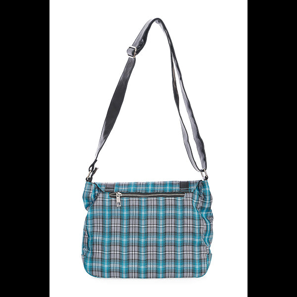 Lost Queen Twice The Action shoulder bag (blue tartan)