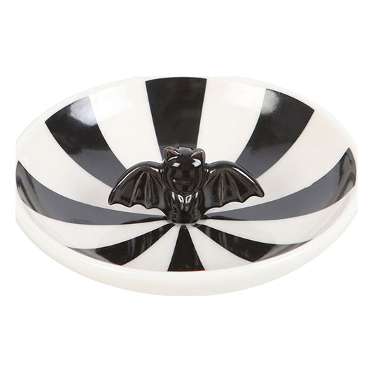 Something Different Bat striped trinket dish
