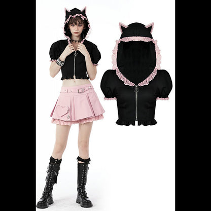 Dark In Love 'Elora' Cat Ears zip-up top