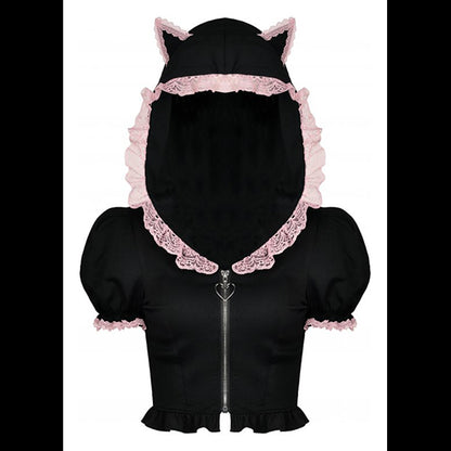 Dark In Love 'Elora' Cat Ears zip-up top