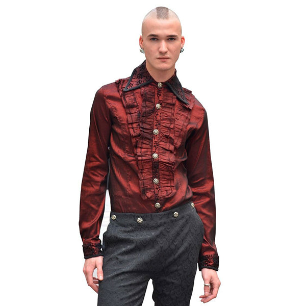 Pentagramme Grandiose shirt with flocked jabot (red)