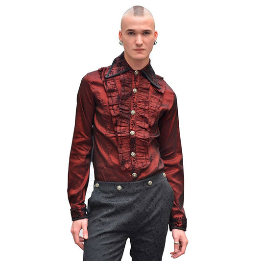 Pentagramme Grandiose shirt with flocked jabot (red)