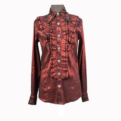 Pentagramme Grandiose shirt with flocked jabot (red)