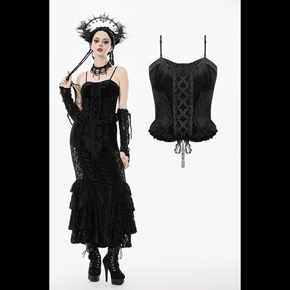 Dark In Love ' Elvina' Gothic Velvet Lace bustier