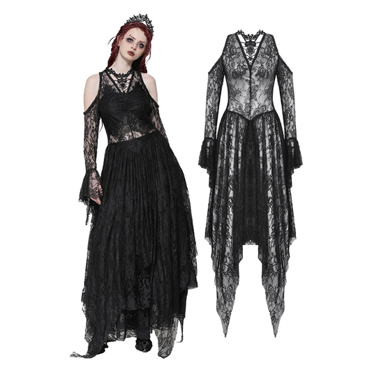 Dark In Love Serafina asymmetrical off-shoulder dress with rhinestone neckline
