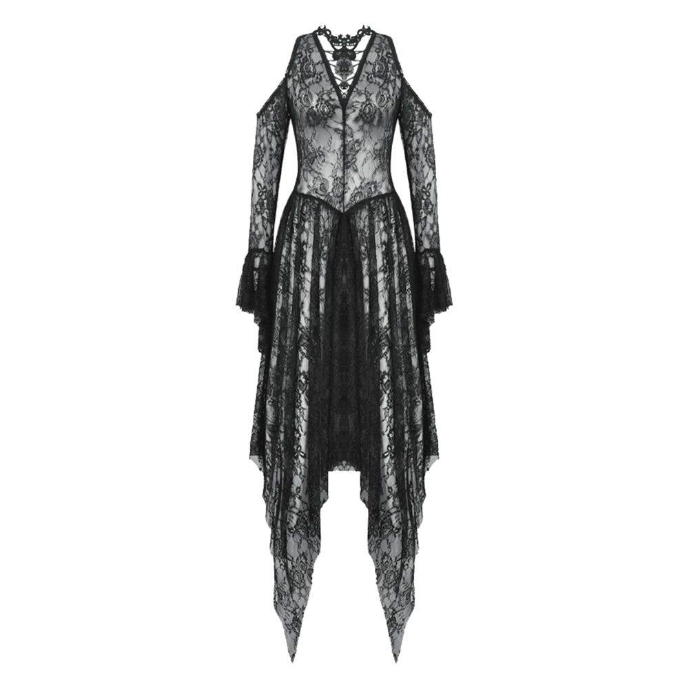 Dark In Love Serafina asymmetrical off-shoulder dress with rhinestone neckline