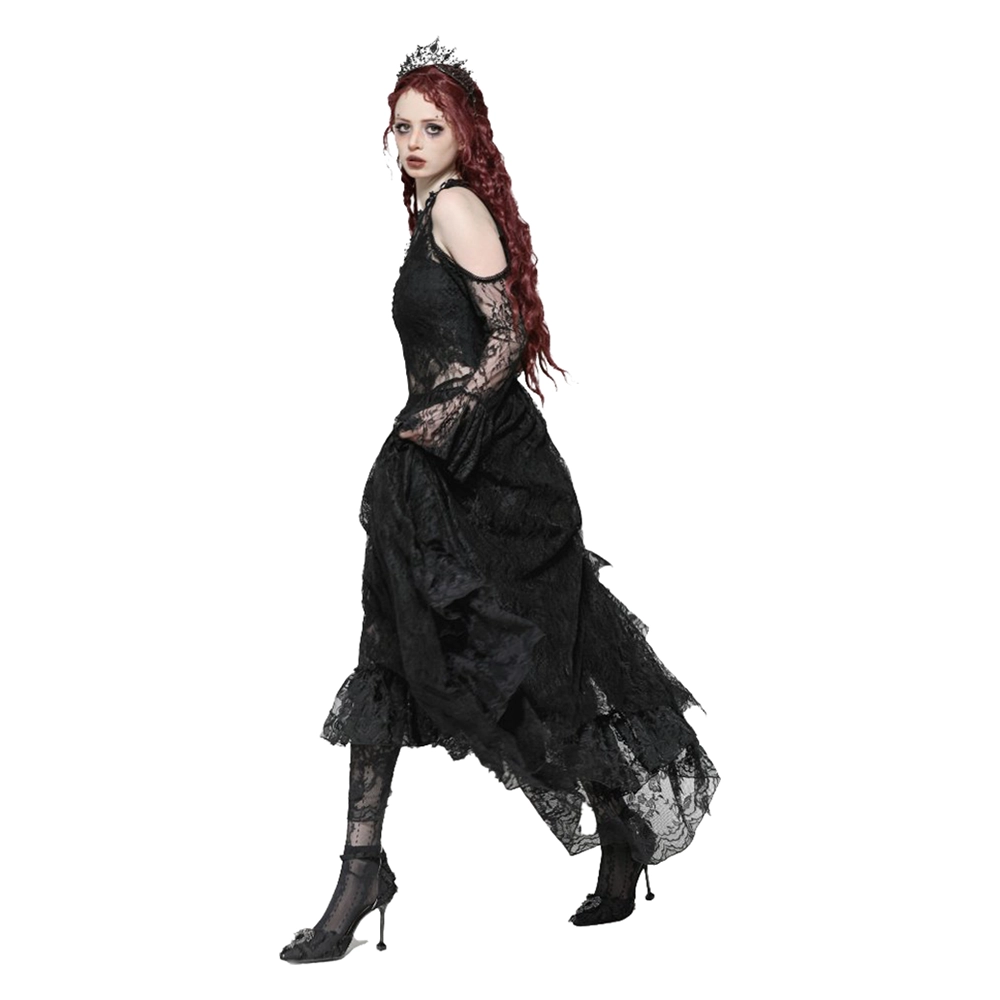 Dark In Love Serafina asymmetrical off-shoulder dress with rhinestone neckline