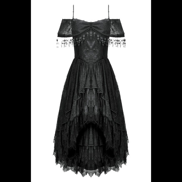 Dark In Love Gothic Black Lace hi-lo dress 'Teagan'