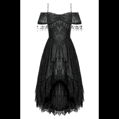 Dark In Love Gothic Black Lace hi-lo dress 'Teagan'