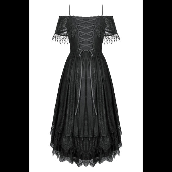 Dark In Love Gothic Black Lace hi-lo dress 'Teagan'