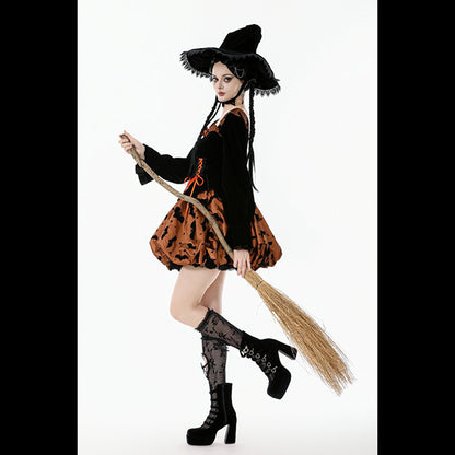 Dark In Love ' Cucurbita' Midnight Bat & Pumpkin mini dress