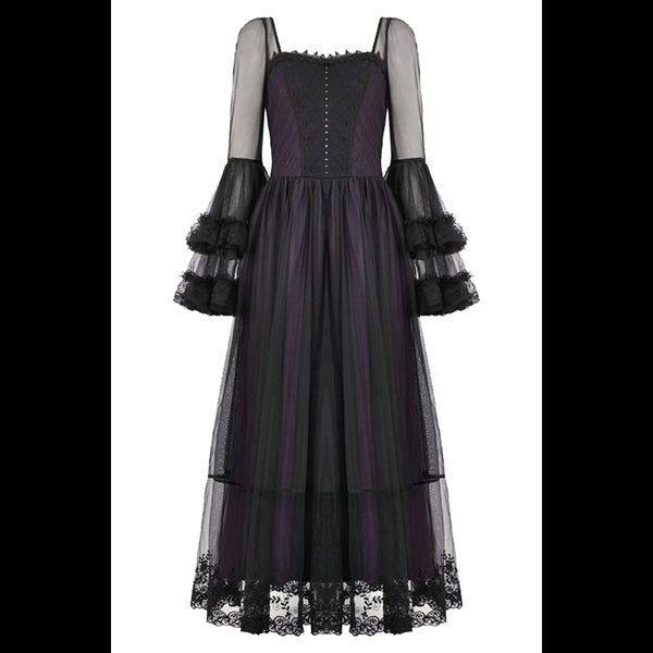 Dark In Love Gothic Royal Violet maxi dress 'Inikon'