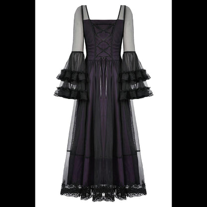 Dark In Love Gothic Royal Violet maxi dress 'Inikon'