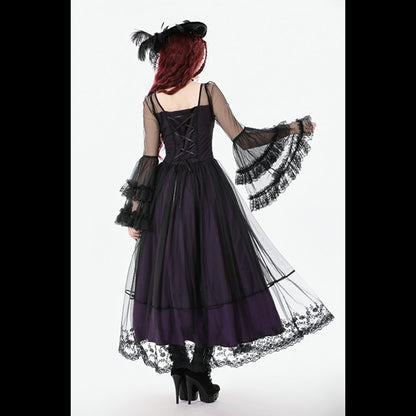 Dark In Love Gothic Royal Violet maxi dress 'Inikon'